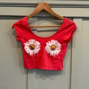 🌸 Workshop Pink Daisy Crop Top • S